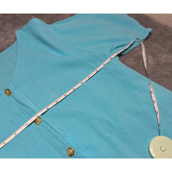 Maya Jones Cotton Beach Button Front Top Women's Large Blue Hand Made Classic - Picture 4 of 7